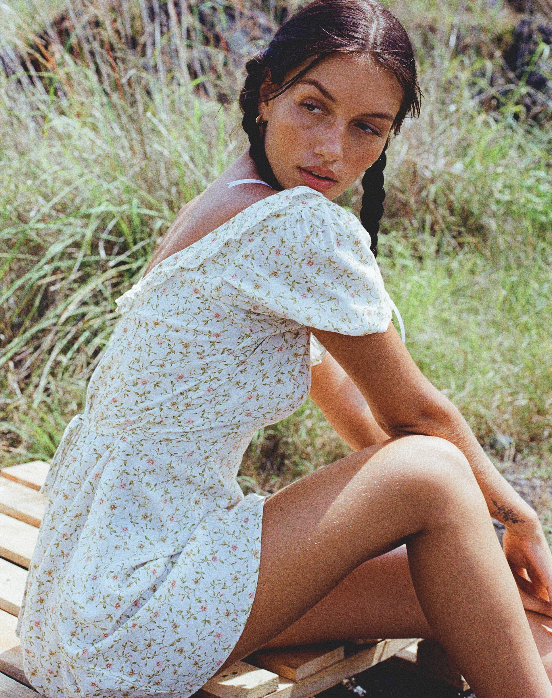 Sasyana Mini Dress in Pretty Petal Ivory - Image 2