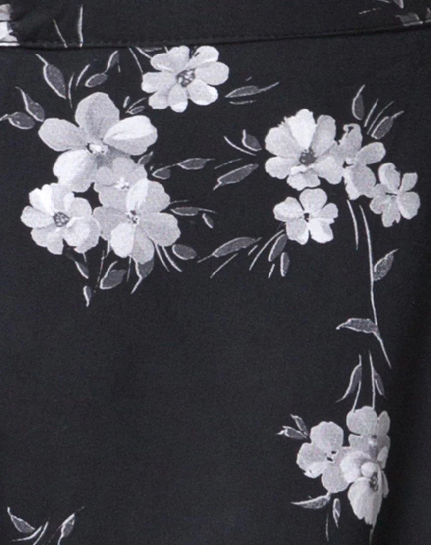 Satha Midi Skirt in Mono Flower Black - Image 5