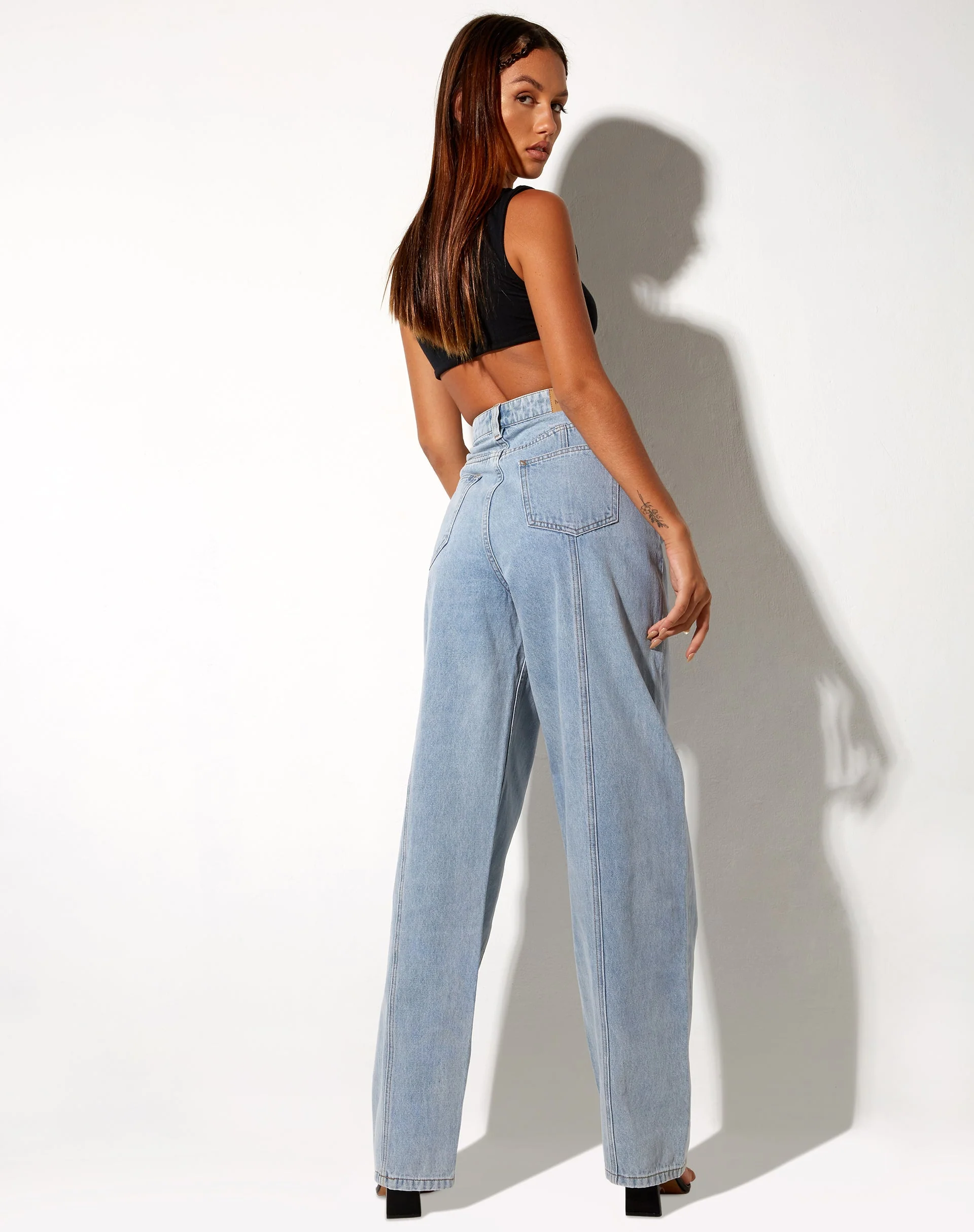 Seam Parallel Jeans in Light Wash Blue - Image 3