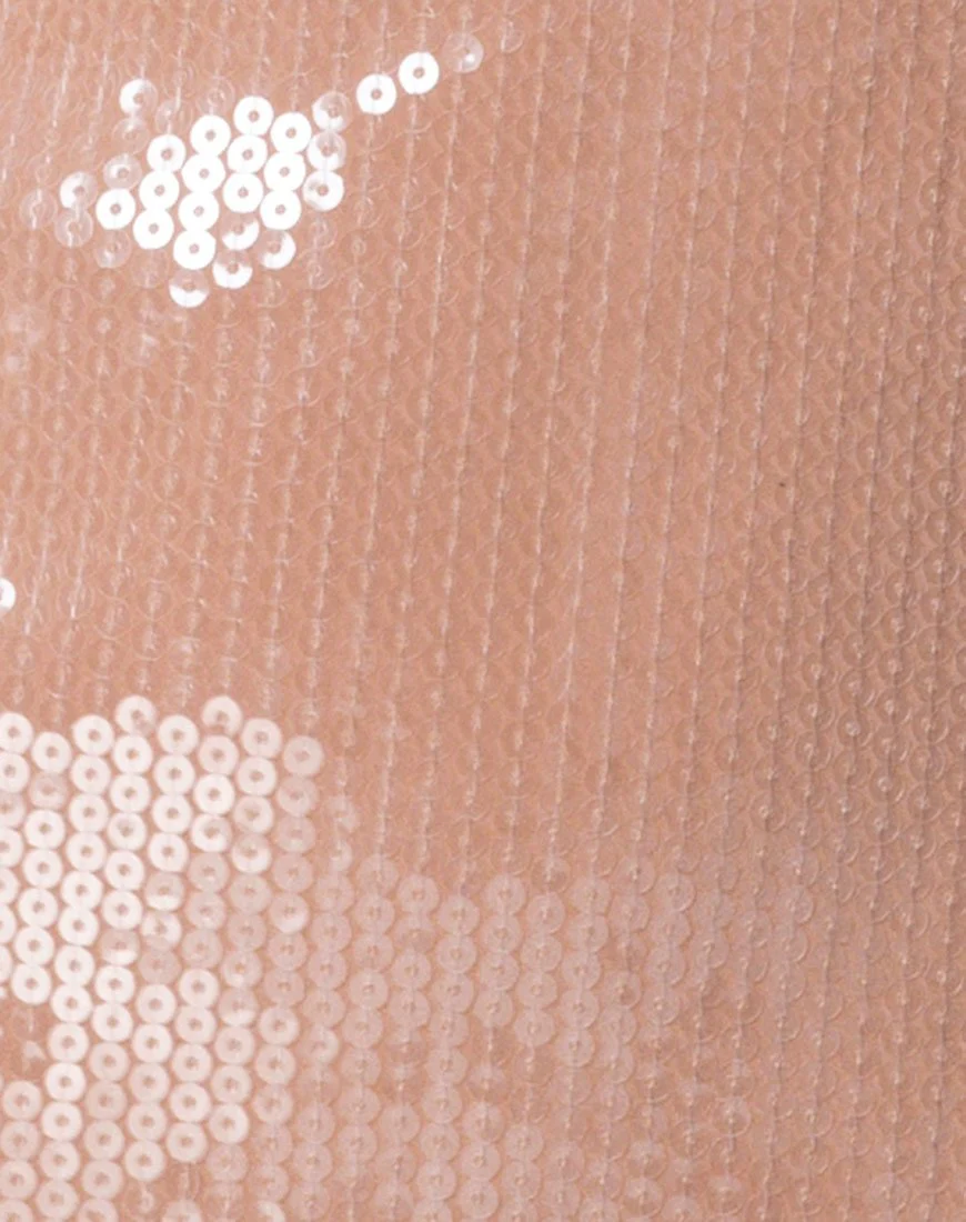 Selah Bodycon Dress in Camel with Clear Sequin - Image 5