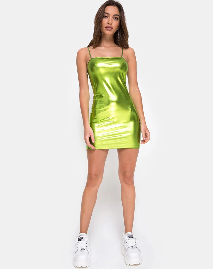 Selah Dress in Metallic Green - Image 3