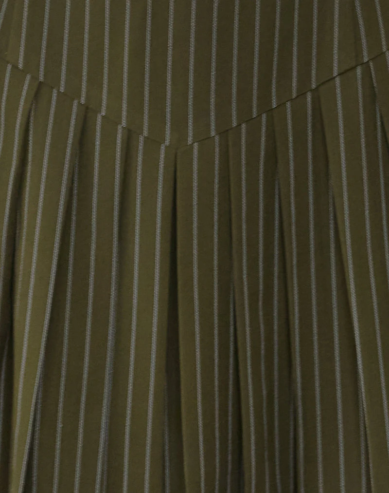 Semasa Mini Dress in Khaki Pinstripe - Image 6