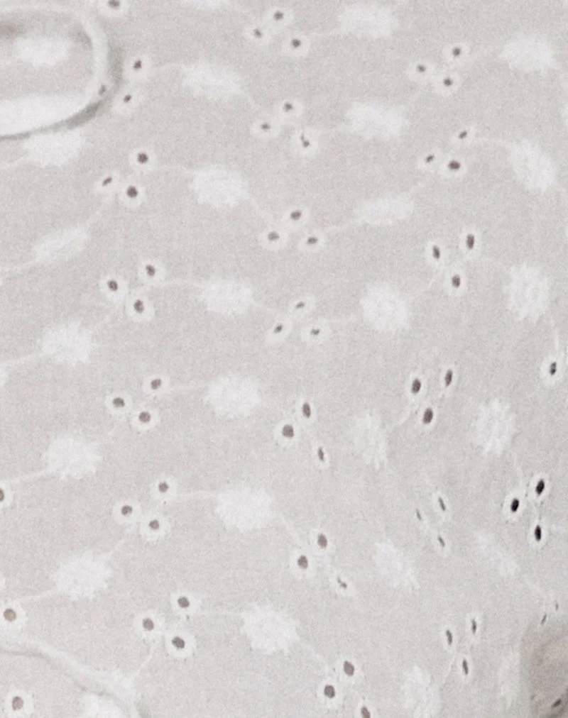 Sewindu Tie Front Long Sleeve Top in Broderie Ivory - Image 5