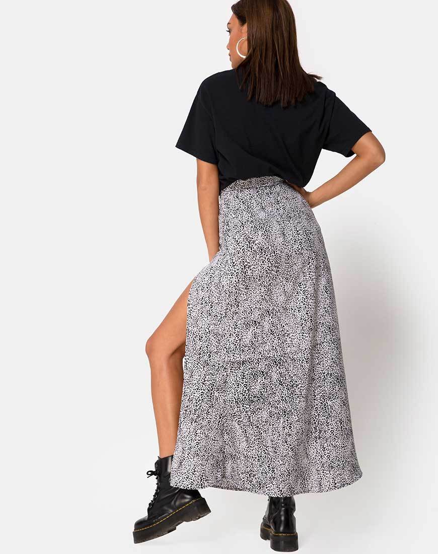 Shayk Midi Skirt in Leo Spot Black and White - Image 2