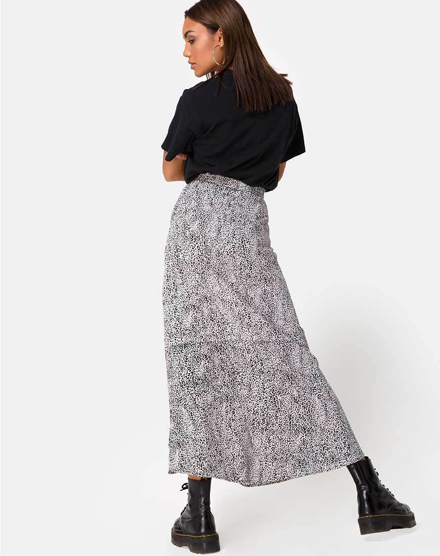Shayk Midi Skirt in Leo Spot Black and White - Image 4