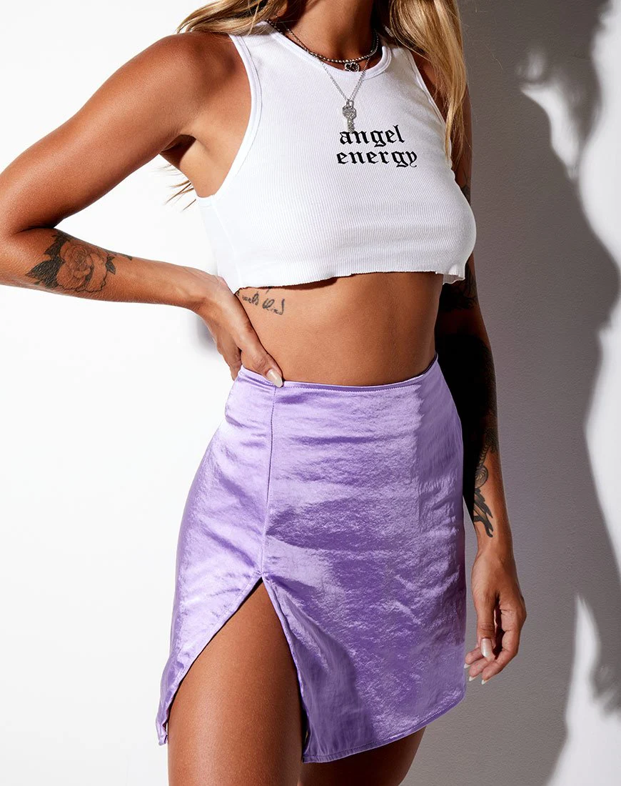 Shenka Mini Skirt in Satin Lilac - Image 4