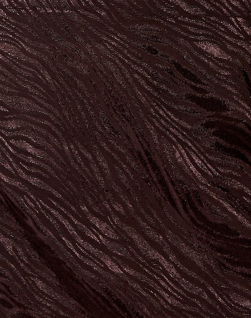 Shenka Mini Skirt in Satin Zebra Bitter Chocolate - Image 6