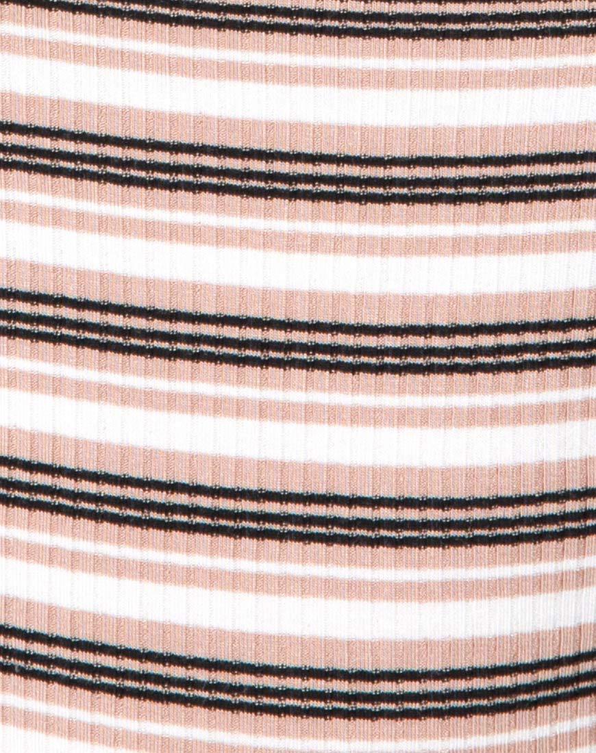 Shidi Cutout Bodice in Rib Stripe Cream Black and Tan - Image 5