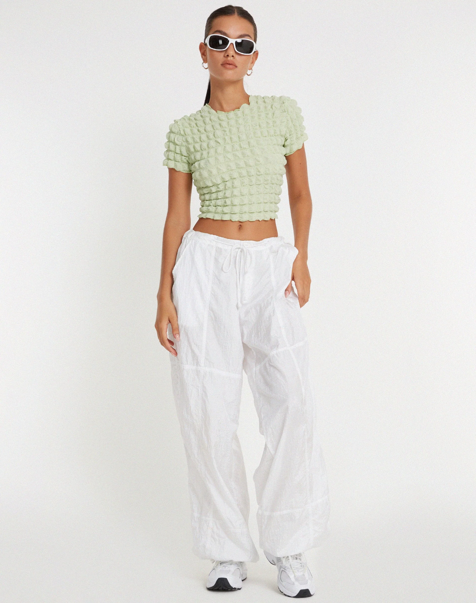 Shrunken Top in Big Bubble Jersey Pastel Lime - Image 3