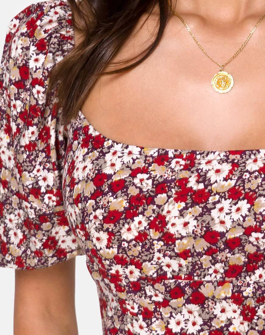 Silvia Top in Floral Charm Red - Image 5