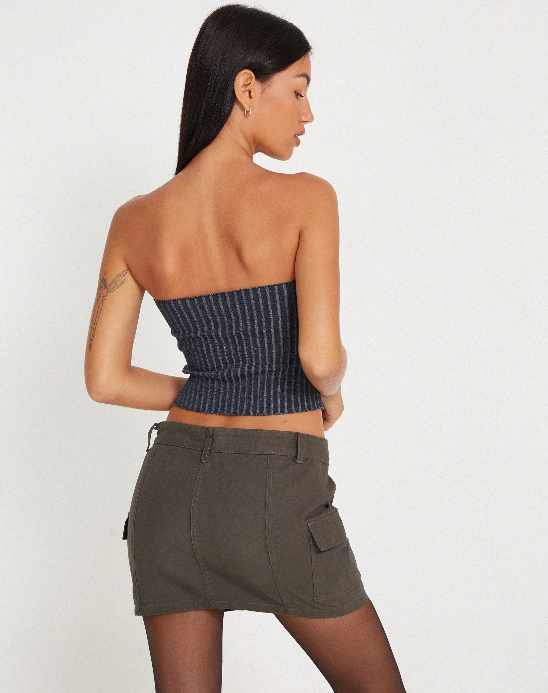 Sinan Bandeau Top in Navy - Image 4