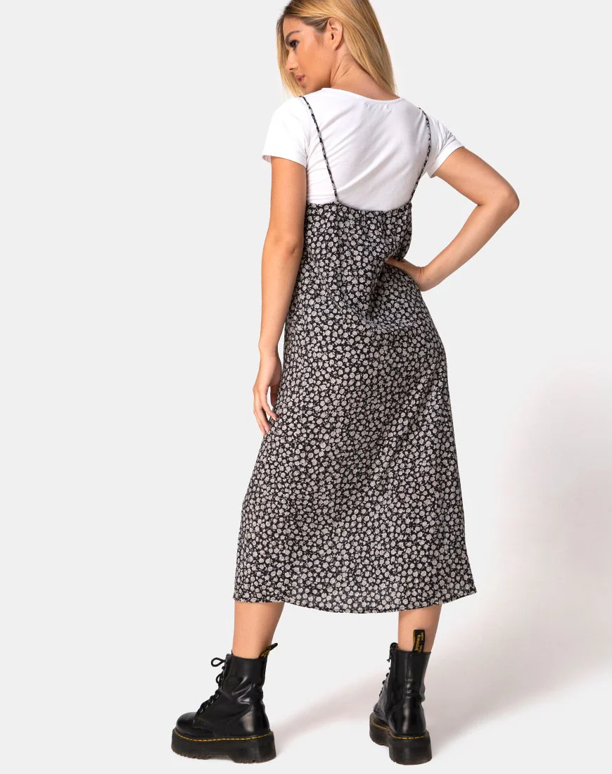 Sini Slip Dress in Ditsy Rose Black - Image 2