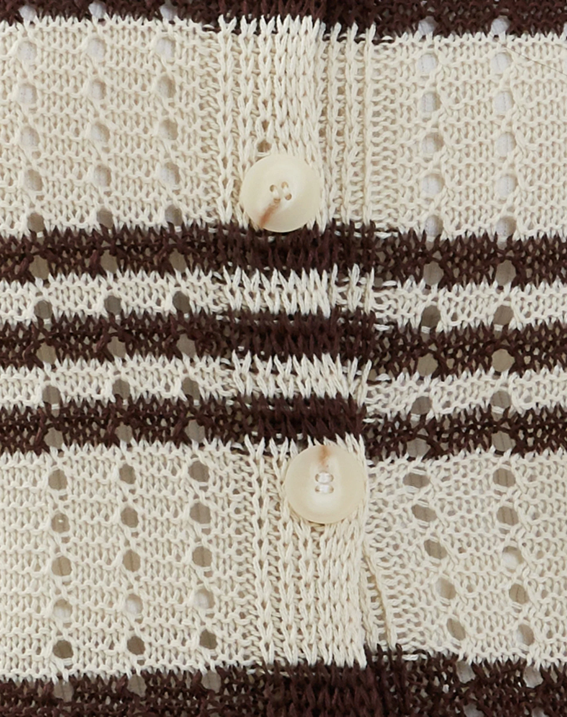 Siwi Pointelle Knitted Polo Top in Stripe Neutral - Image 7
