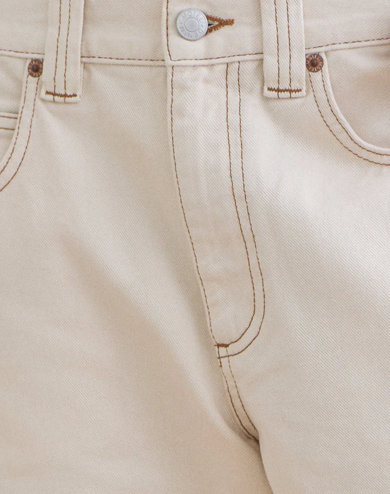 Low Rise Denim Skater Short in Off White - Image 8