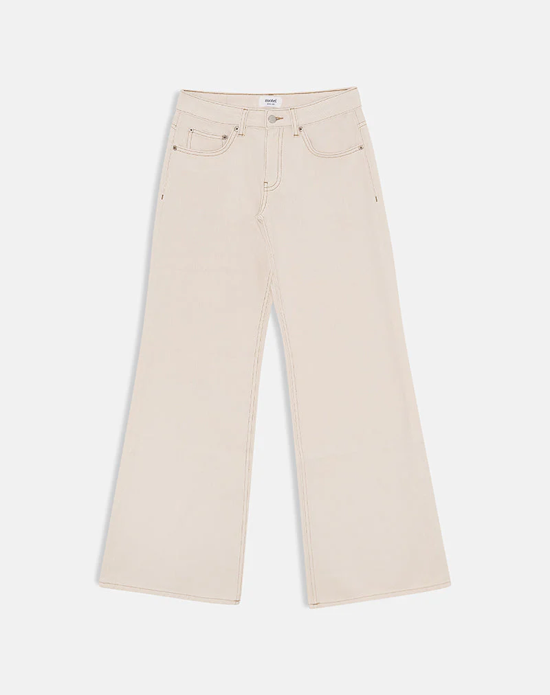 Low Rise Slouchy Flare Jeans in Twill Off White - Image 5