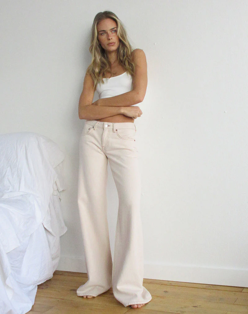 Low Rise Slouchy Flare Jeans in Twill Off White - Image 6