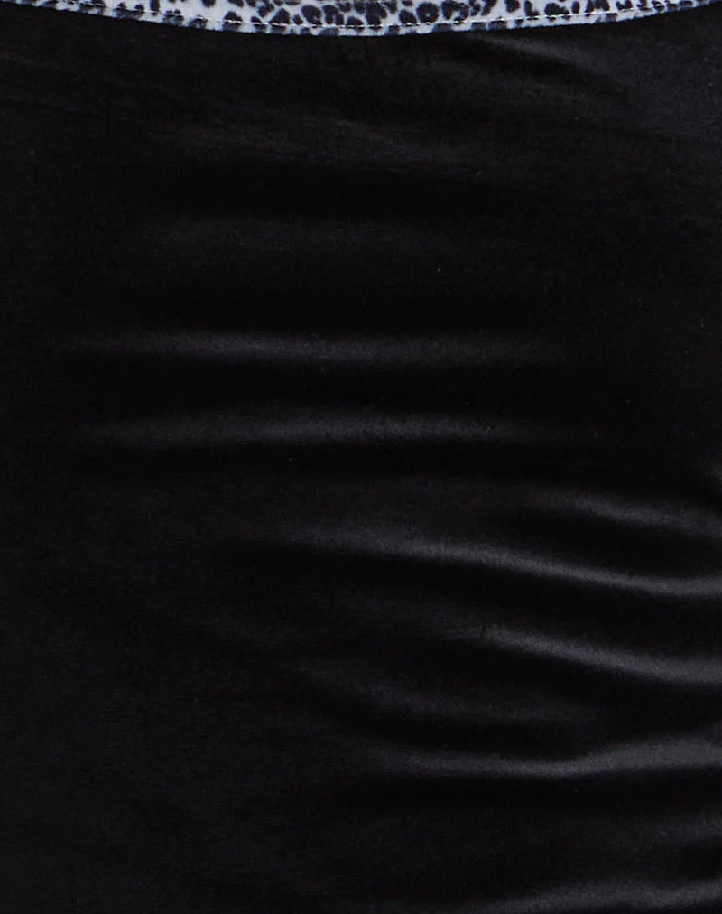Solyn Halterneck Top in Black with Leopard Binding - Image 6