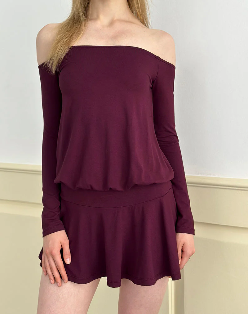 Somiah Bardot Mini Dress in Deep Purple - Image 2