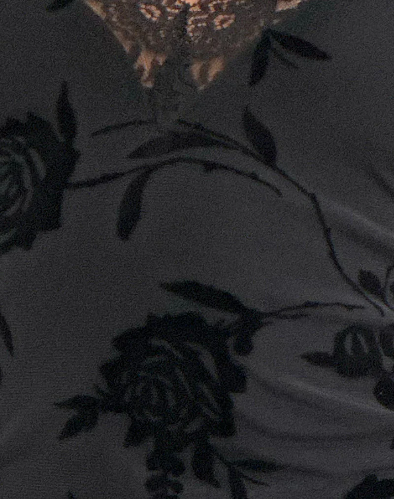 Sroti Long Sleeve Top in Rose Flock Black - Image 6