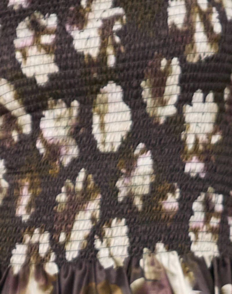 Sukai Shirred Top in Brown Floral Print - Image 6