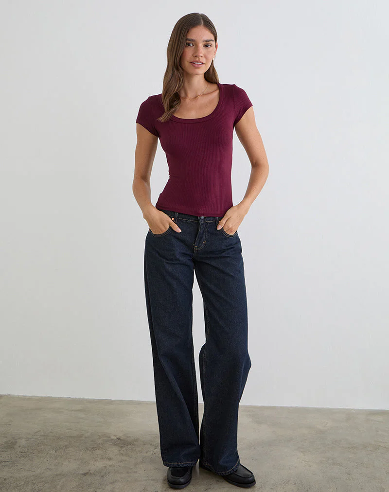 Sumala Tee in Thick Rib Wine - Image 2