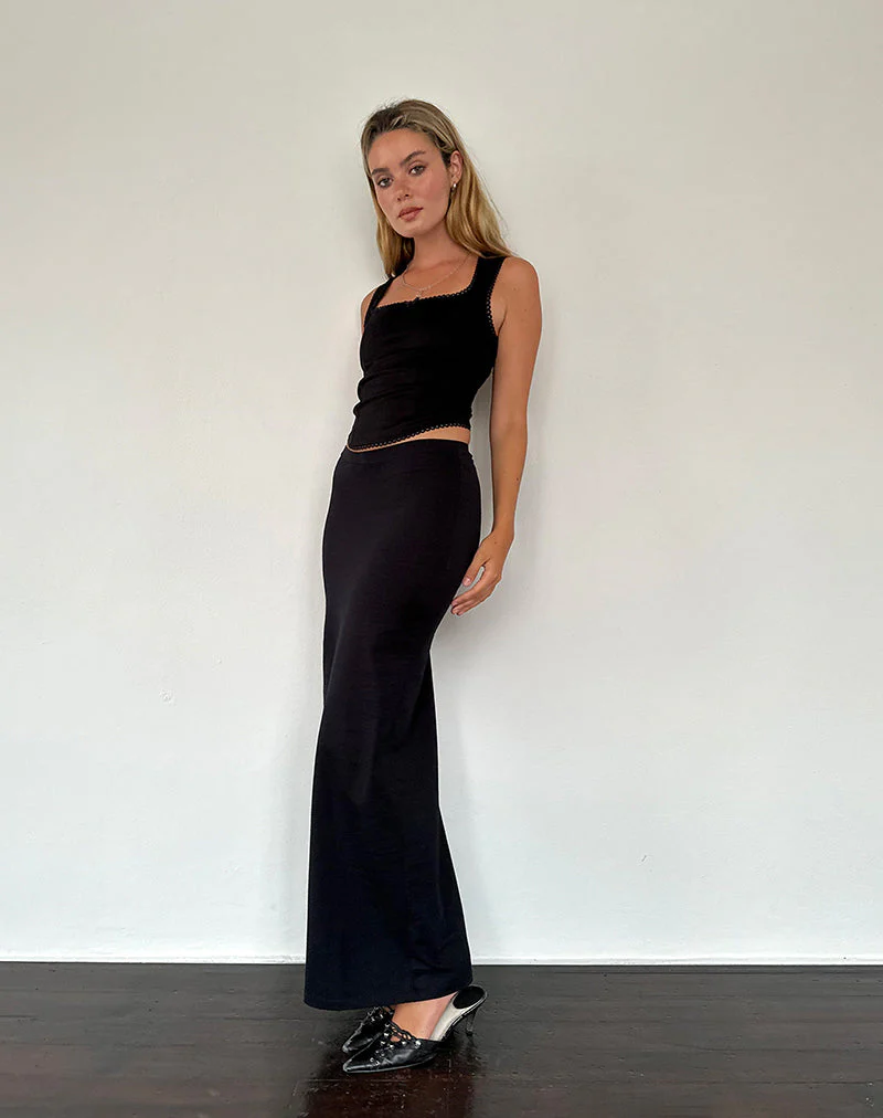 Sunadia V Maxi Skirt in Black Lycra - Image 4