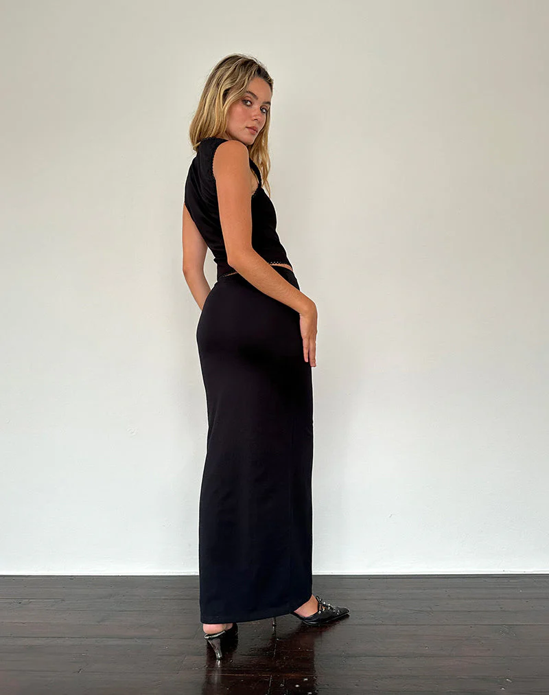 Sunadia V Maxi Skirt in Black Lycra - Image 5