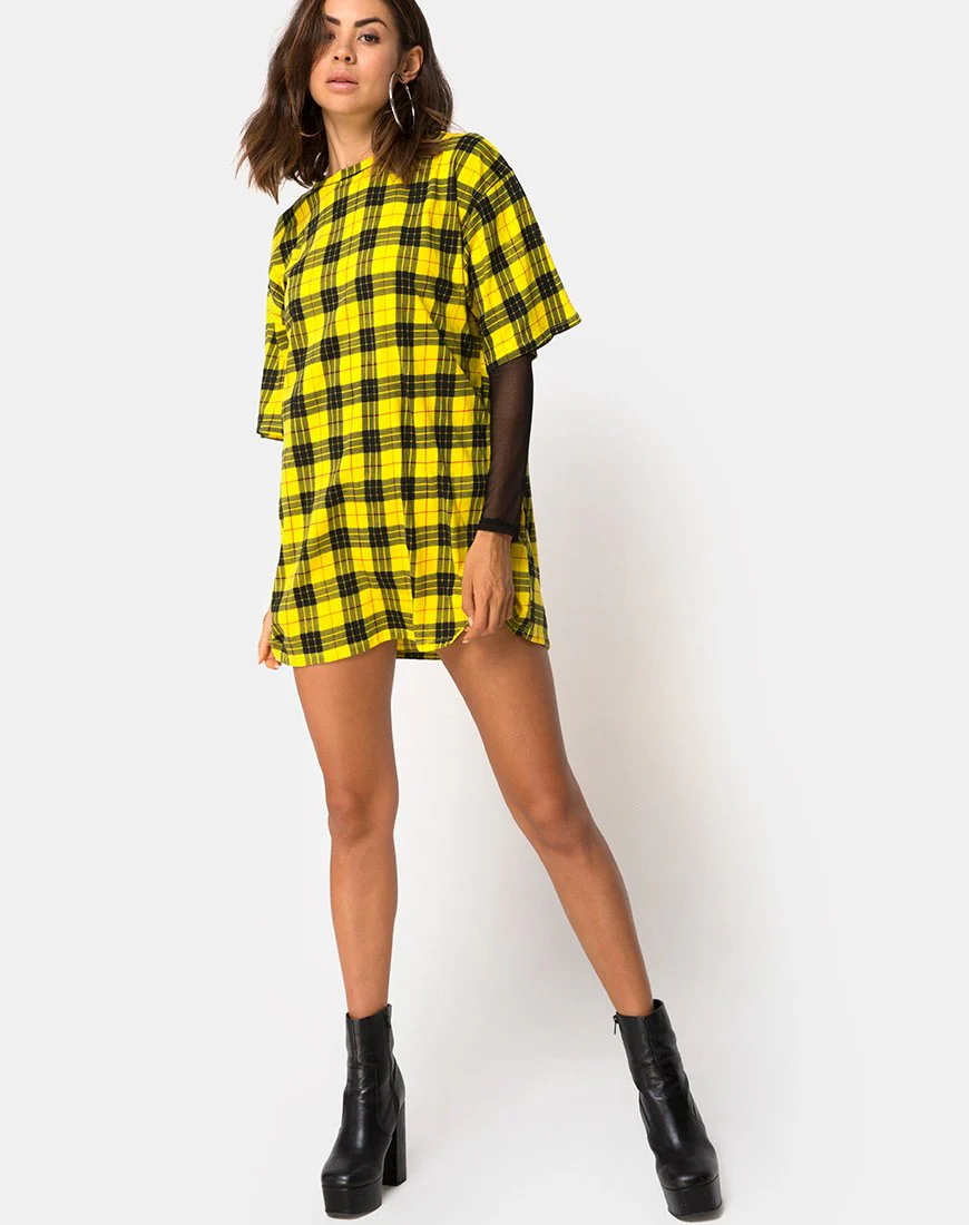 Sunny Kiss Dress in Winter Plaid Yellow - Image 3