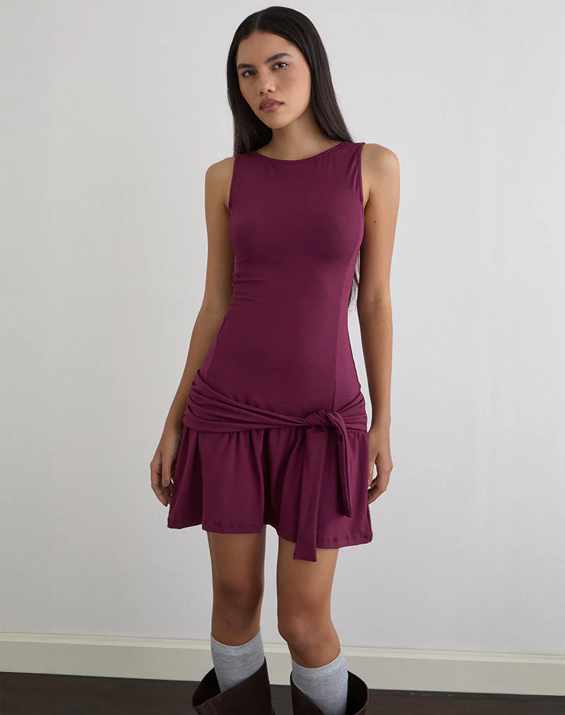Supriati Mini Dress in Rayon Jersey Deep Purple - Image 3