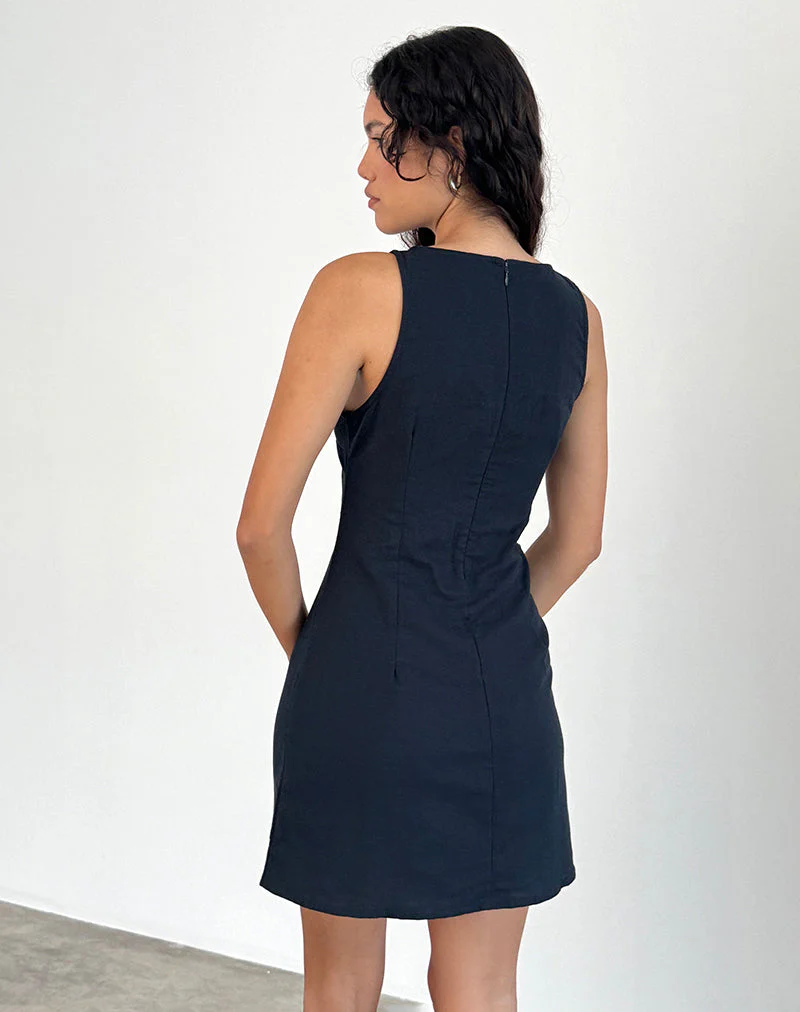 Sveta Sleeveless Mini Dress in Linen Tapshoe Black - Image 5