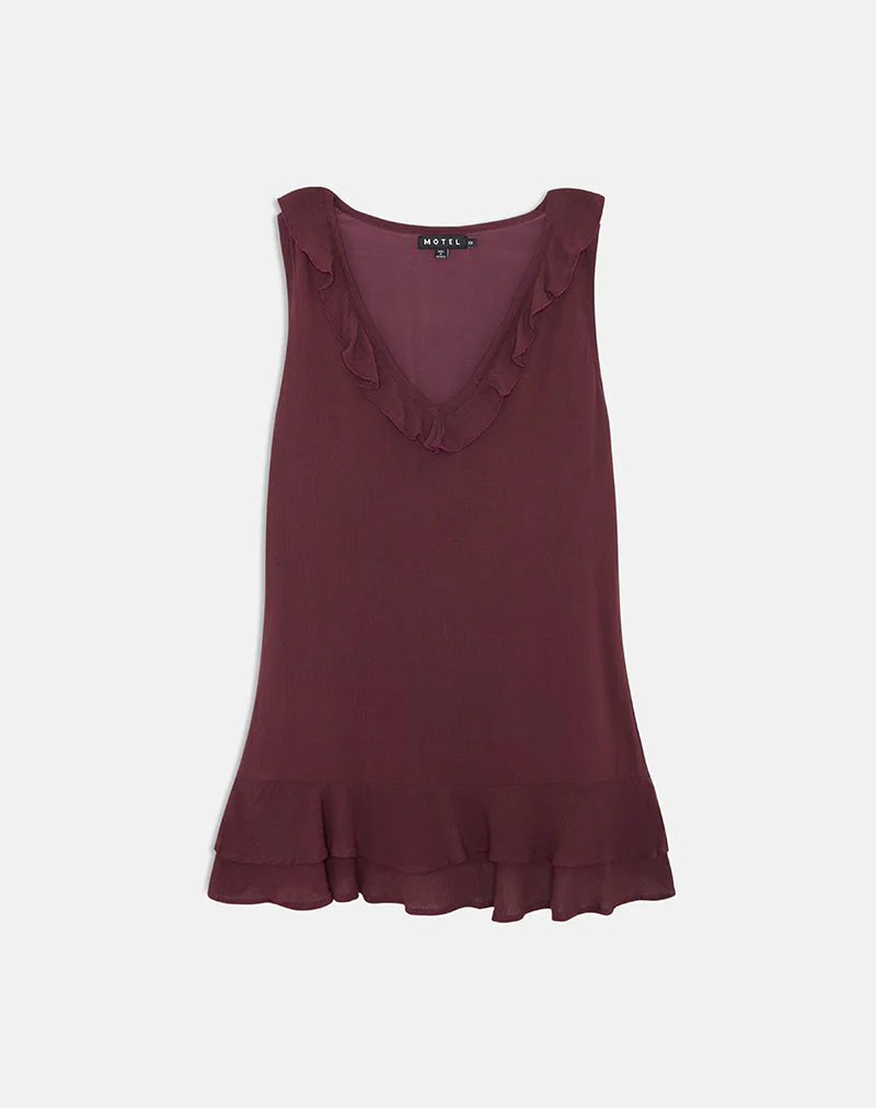 Swade Plunge Mini Dress in Crinkle Plum - Image 5