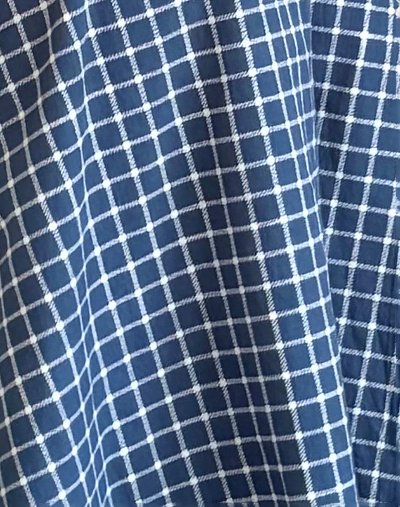 Takara Midi Skirt in Navy Tartan Poplin - Image 6