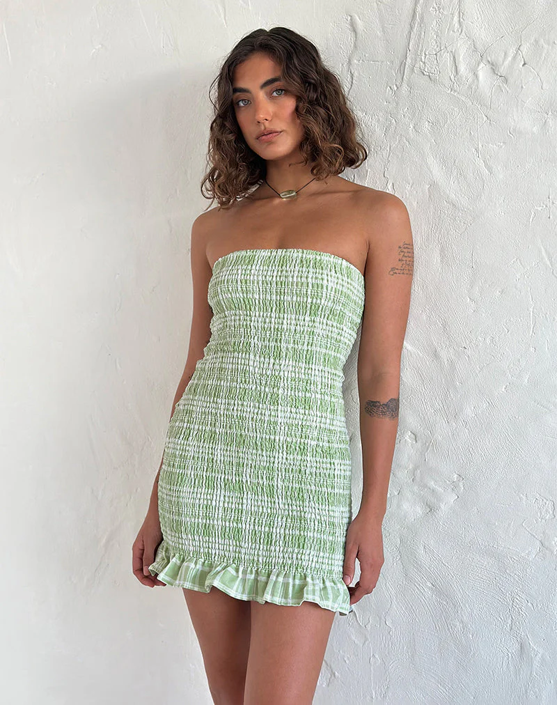 Takiyo Mini Dress in Table Cloth Neo Mint - Image 4