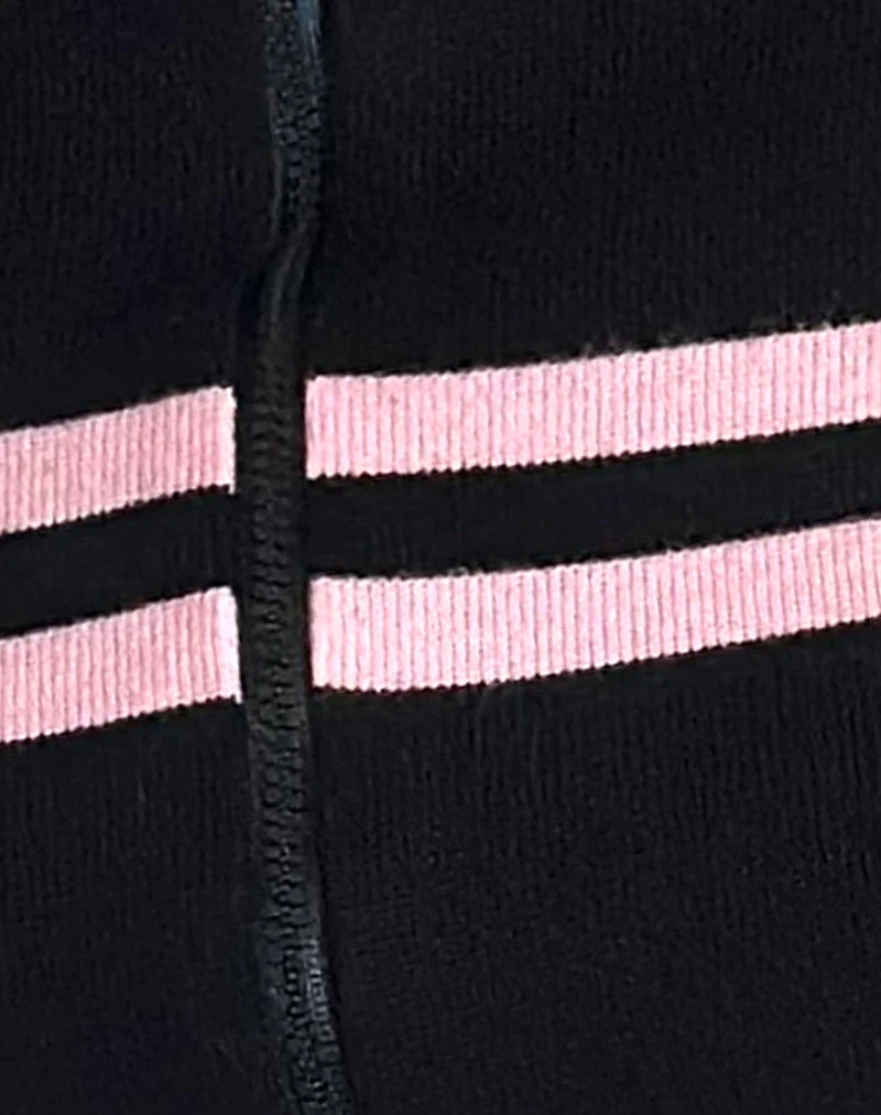 Talisa Zip Through Jacket in Black with Pink Stripe - Image 5