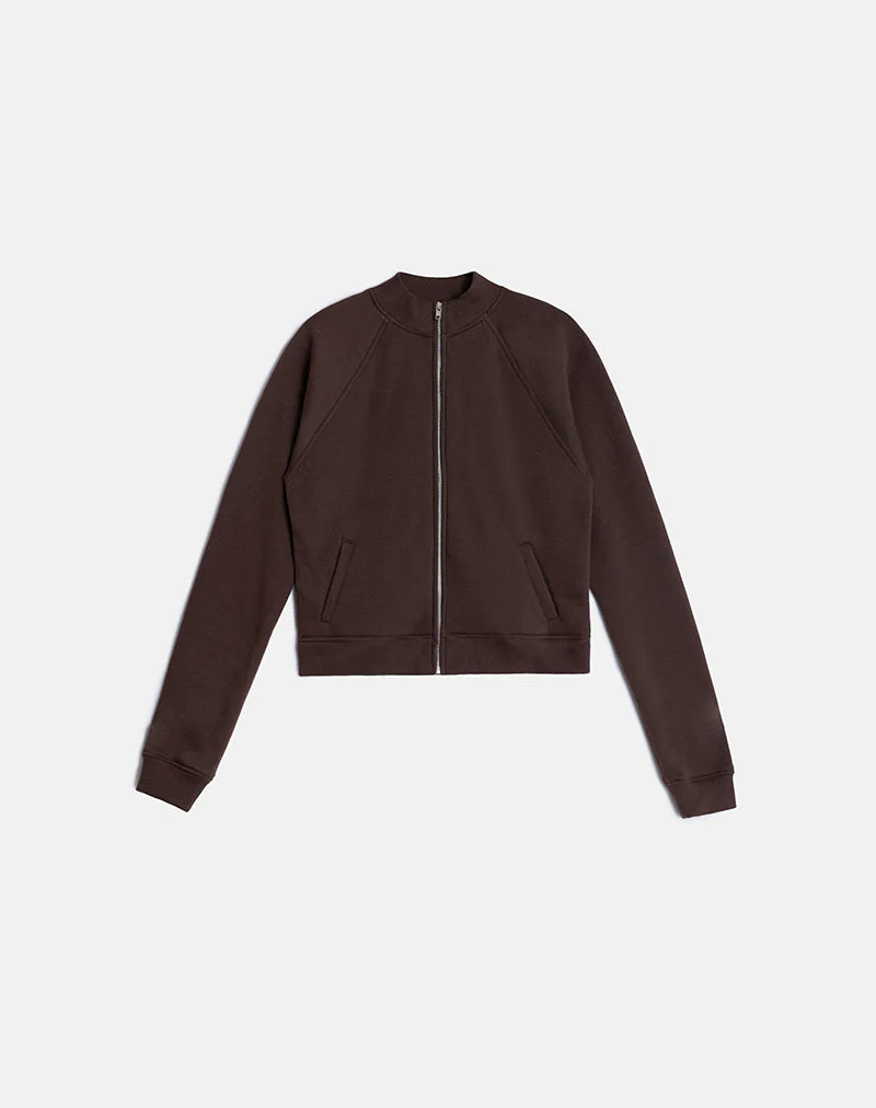 Tamayo Zip Turtleneck Jumper in Bitter Chocolate - Image 3