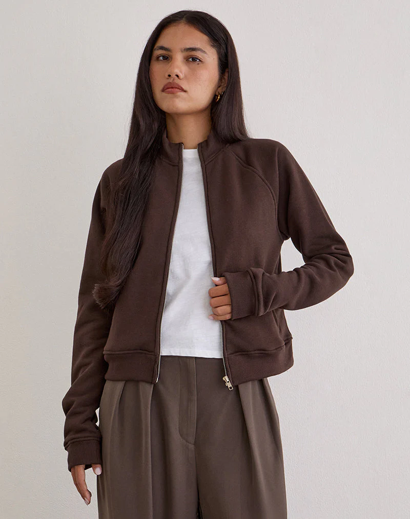 Tamayo Zip Turtleneck Jumper in Bitter Chocolate - Image 4