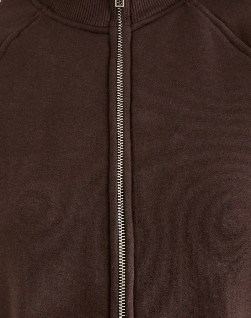 Tamayo Zip Turtleneck Jumper in Bitter Chocolate - Image 7