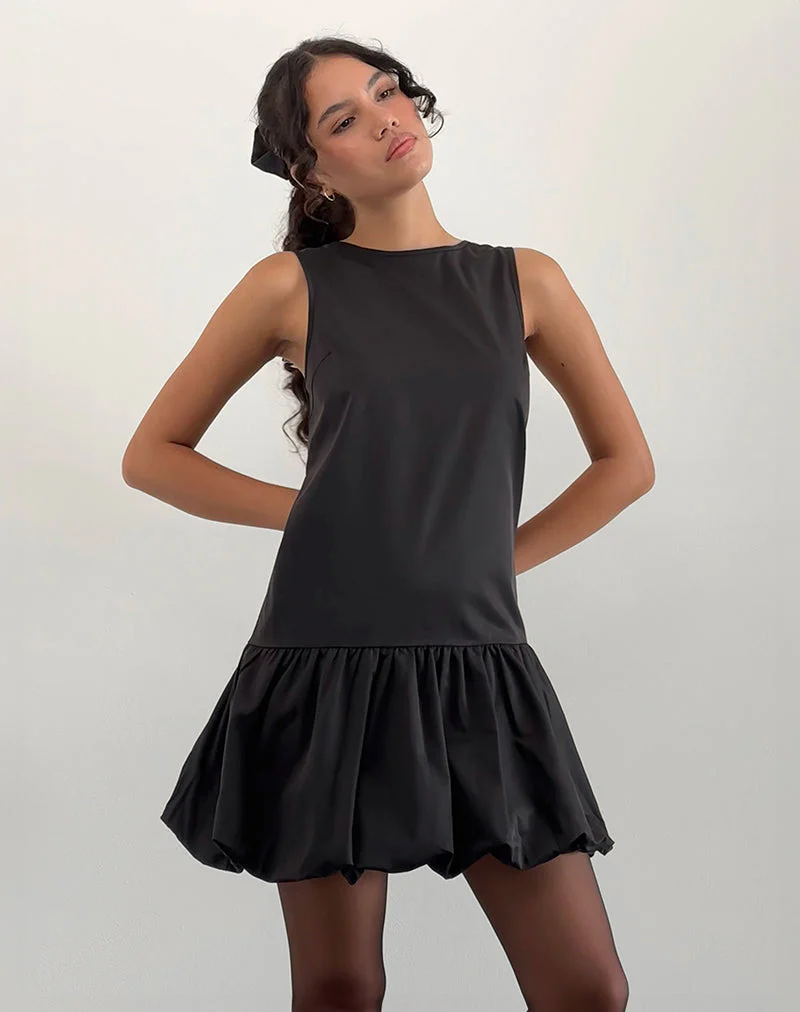 Tamilo Bubble Hem Mini Dress in Black - Image 3