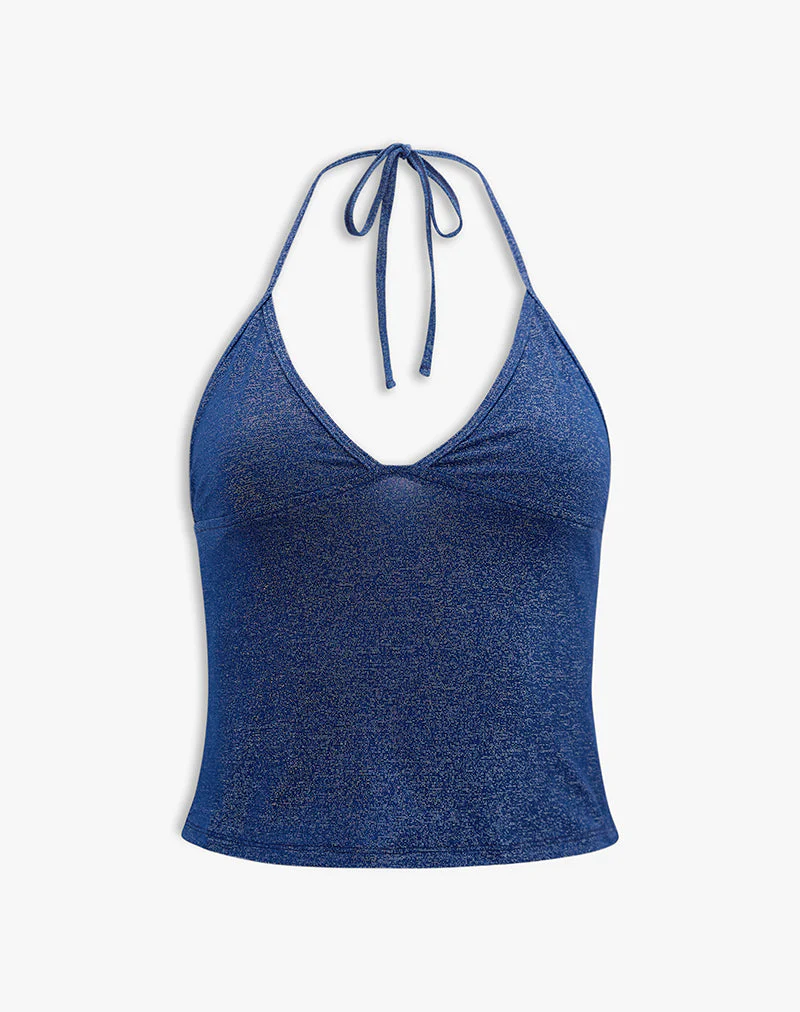 Tarikh Swim Tank Top in Shimmer Navy - Image 6