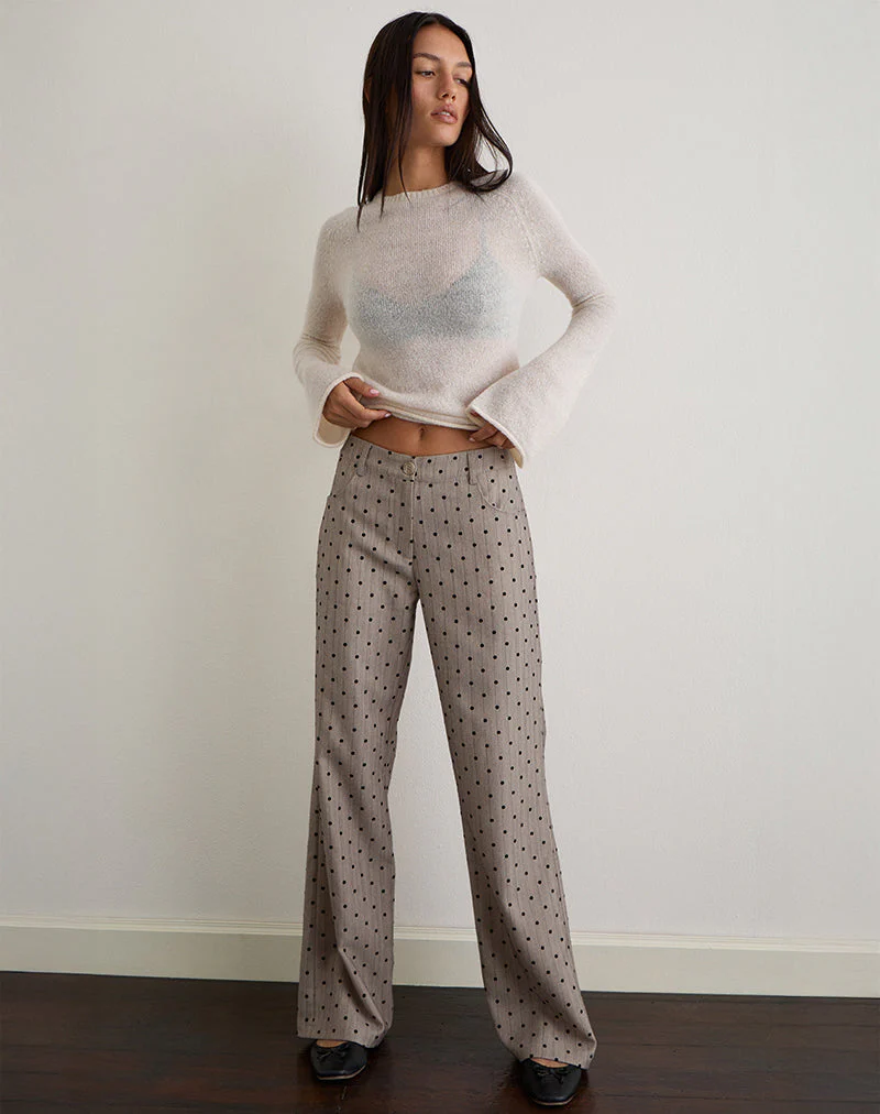 Tatina Trouser in Beige with Polka Pinstripe - Image 4