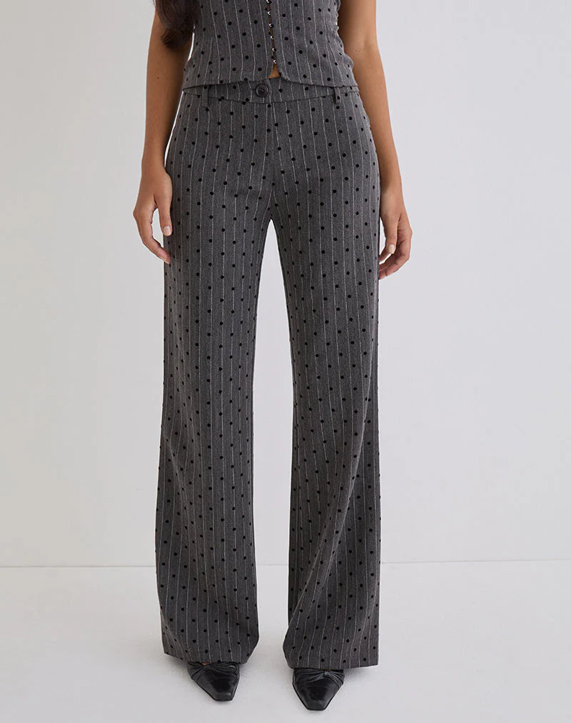 Tatina Trouser in Charcoal with Polka Pinstripe - Image 2