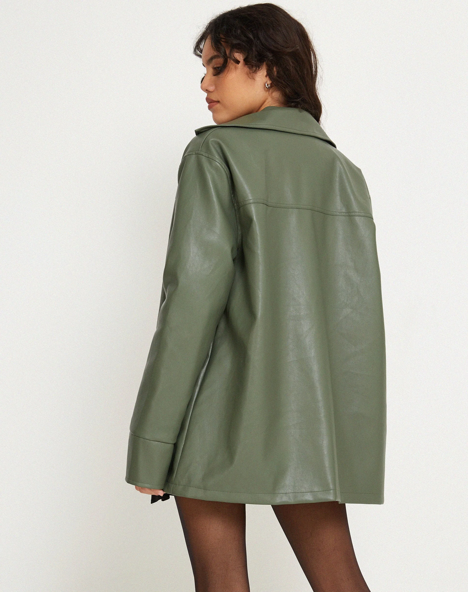 Tavira Jacket in PU Military Green - Image 3