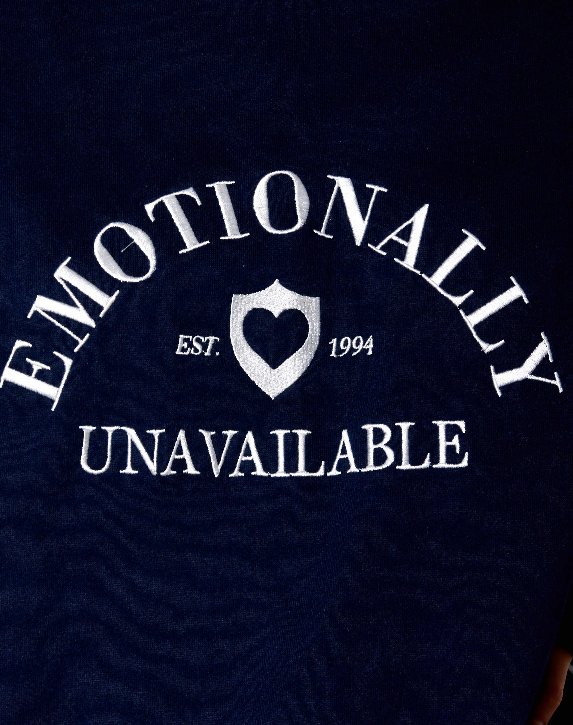 Ted Sweatshirt in Navy 'Emotionally Unavailable' - Image 7