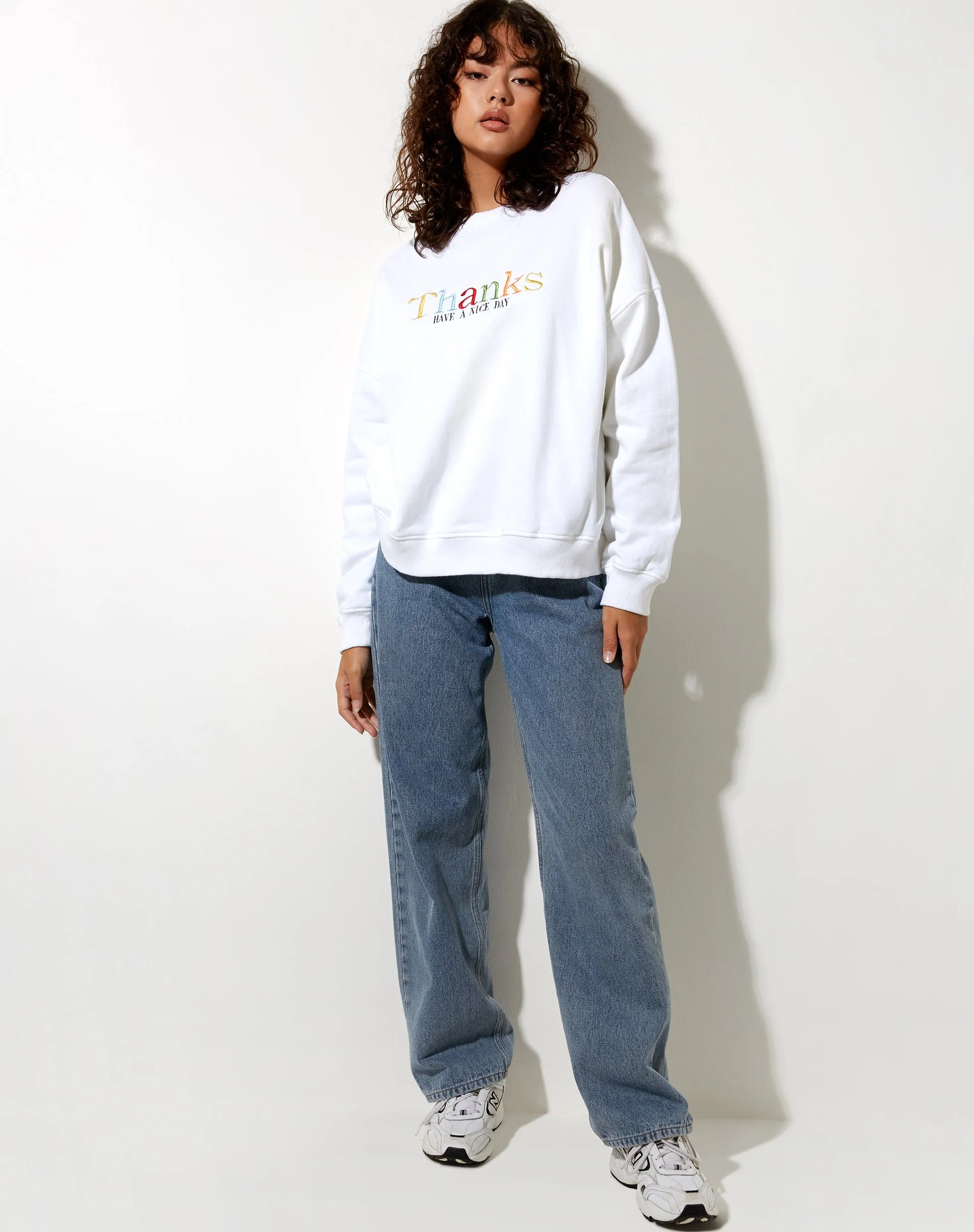Ted Sweatshirt in White Thank You Have A Nice Day Embro - Image 3