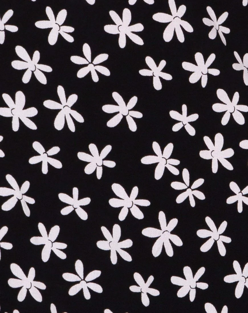Thalia Babydoll Dress in 90's Daisy Black and White - Image 5