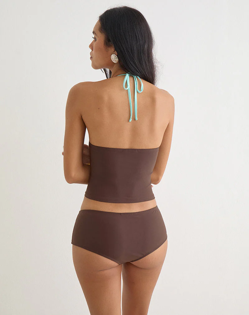Thorin Tankini in Brown with Aqua Binding - Image 5