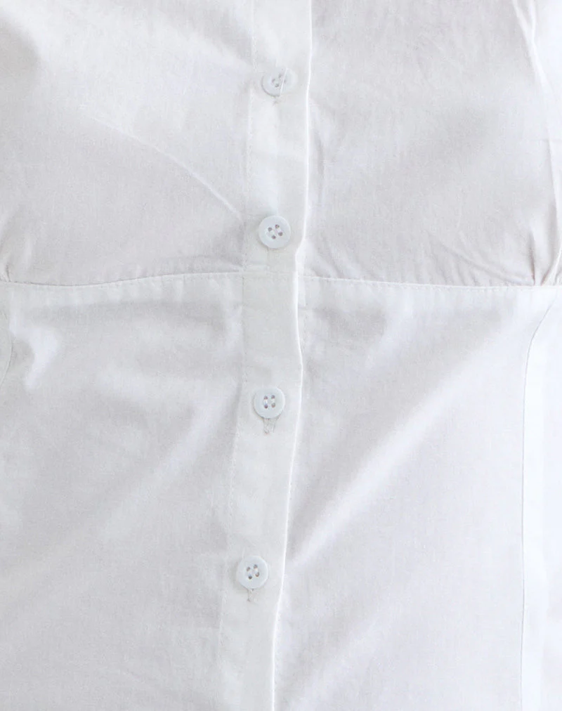 Thrine Puff Sleeve Shirt in Poplin White - Image 5