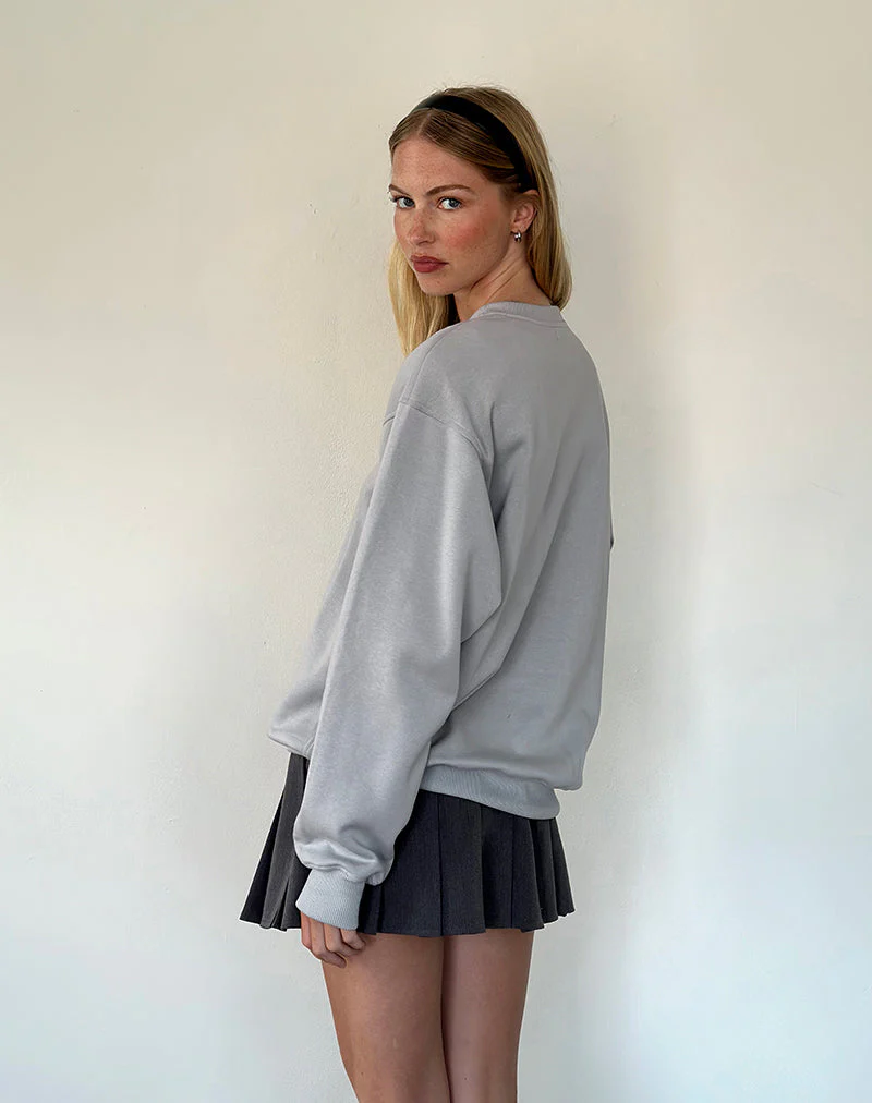 Tillie Sweatshirt in Lunar Rock with Ocean Storm Bow Embroidery - Image 3