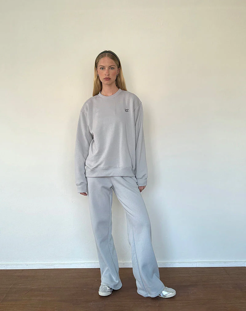 Tillie Sweatshirt in Lunar Rock with Ocean Storm Bow Embroidery - Image 5