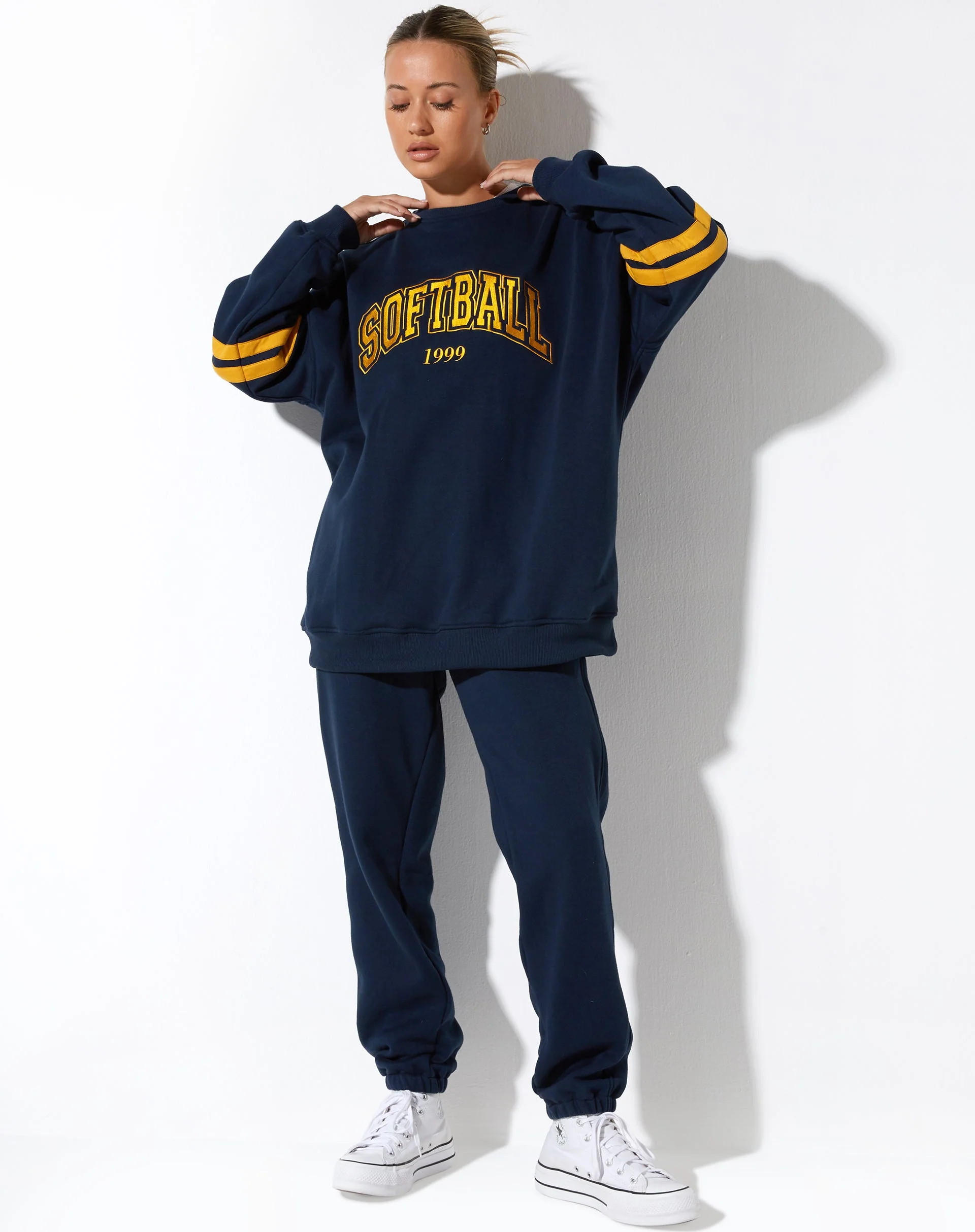 Tim Sweatshirt in Navy Citrus Stripe Football 1999 - Image 3